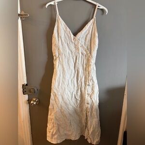 Francesca Bettini 100 % linen Striped midi asymmetrical buttons dress